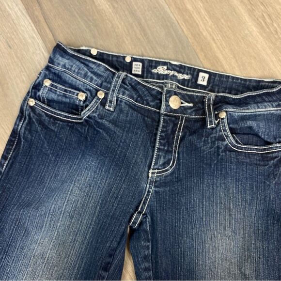 Rampage Distress Fade Straight Leg Stretch Jeans Blue Juniors 3 Low Rise Y2K - Picture 5 of 10